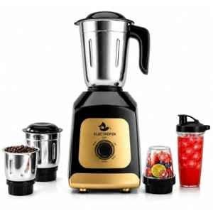 Electrofox PowerMax 750W ABS Black & Golden Mixer Grinder with 3 Stainless Steel, 2 Poly Jars & 4 Years Warranty