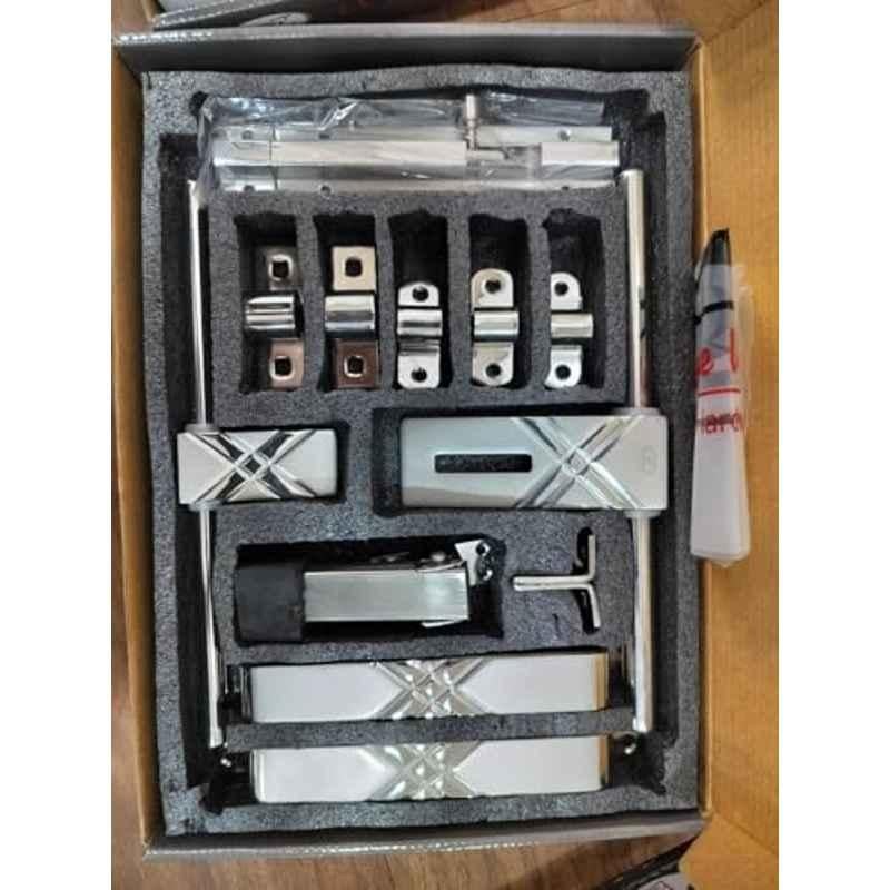 Plantex Stainless Steel Door Kit for Single Door/Door Hardware/Door Accessories 10 inch Al-Drop, 10 inch Latch, 8 inch 2 Handles, 7 inch Tower Bolt and 5 inch Door Stopper VR-18, Combi