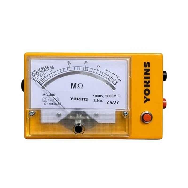 Yokins 1000V 2000 Mohms ABS Analog Megger Insulation Tester with Battery & Leads, BA-10020