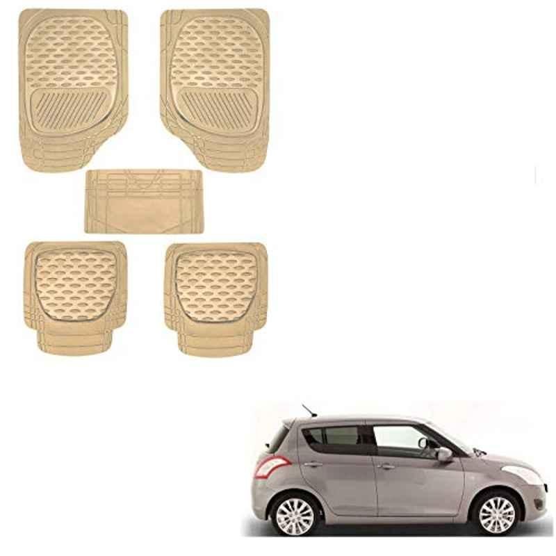 Kozdiko 6255 5 Pcs Rubber & PVC Beige Car Foot Mat Set for Maruti Suzuki Versa