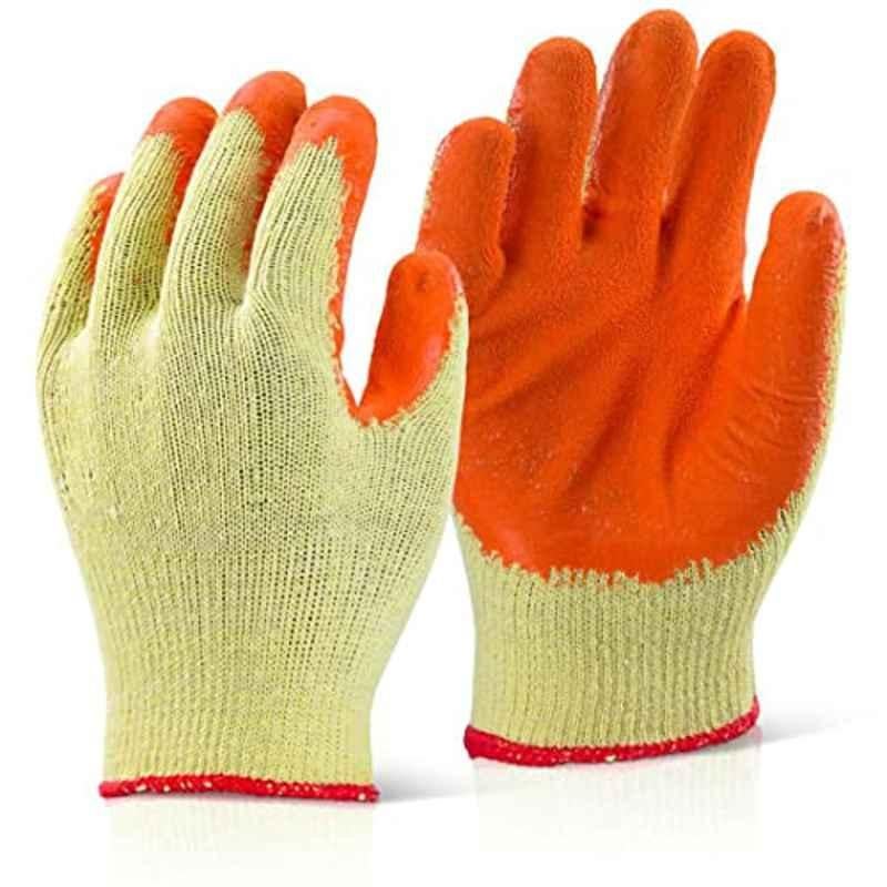 SSWW Yellow & Orange Crinkle Latex Coated Gloves, SSWW110 (Pack of 10)