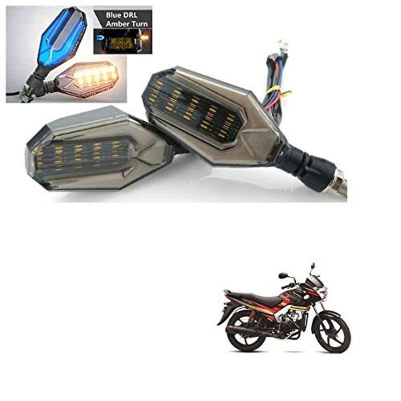 Kozdiko 4 Pcs Plastic Front & Rear U Shape Dual Color DRL LED BIke Indicator Set for Mahindra Centuro