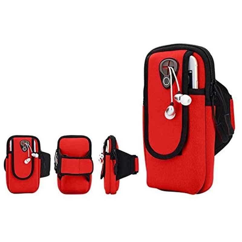 Rubik Red Universal Cell Phone Armband Pouch with Adjustable Band & Key Holder, RABRE-01