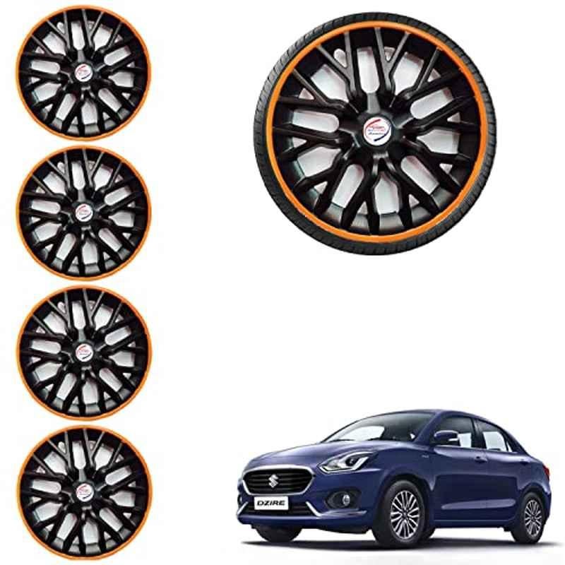 Auto Pearl 4 Pcs 14 inch ABS Phoenix Black & Orange Car Wheel Cover Set for Maruti Suzuki Dzire 2017
