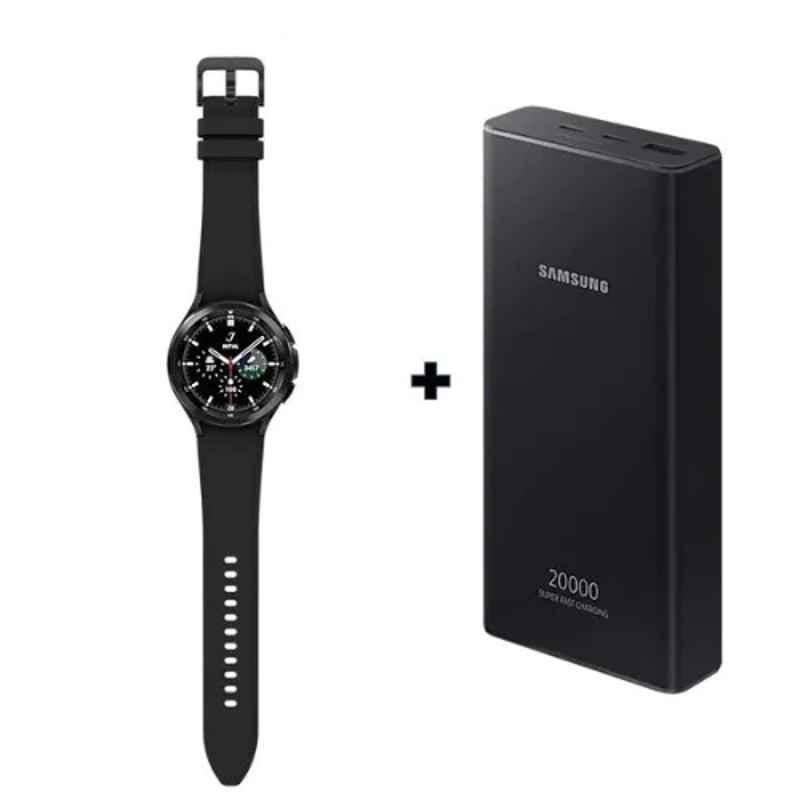 Samsung Galaxy 4 Classic 46mm 1.5GB/16GB Black Fitness Tracker Smart Watch with 20000mAh Power Bank Set, SM-R890