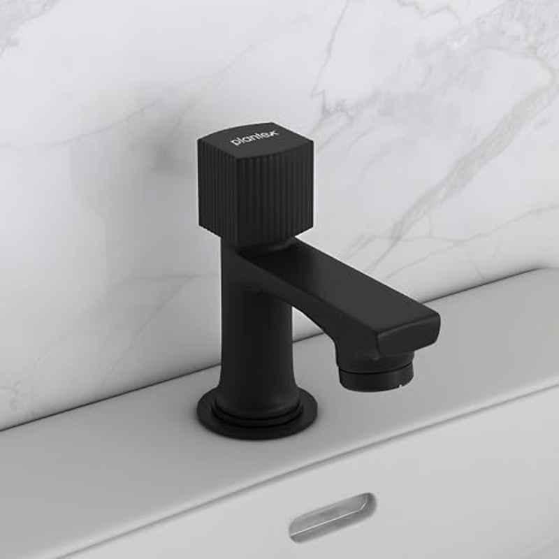 Plantex Pillar Tap for Wash Basin with Water Saving Aerator and Brass Spindle/Quarter Turn Basin Tap with Teflon Tape/Pillar Cocke for Wash Basin Black