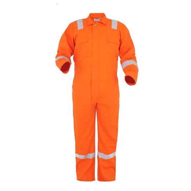 Club Twenty One Workwear Small Orange Cotton Boiler Suit for Men with EN Certified 2 inch Reflective Tape