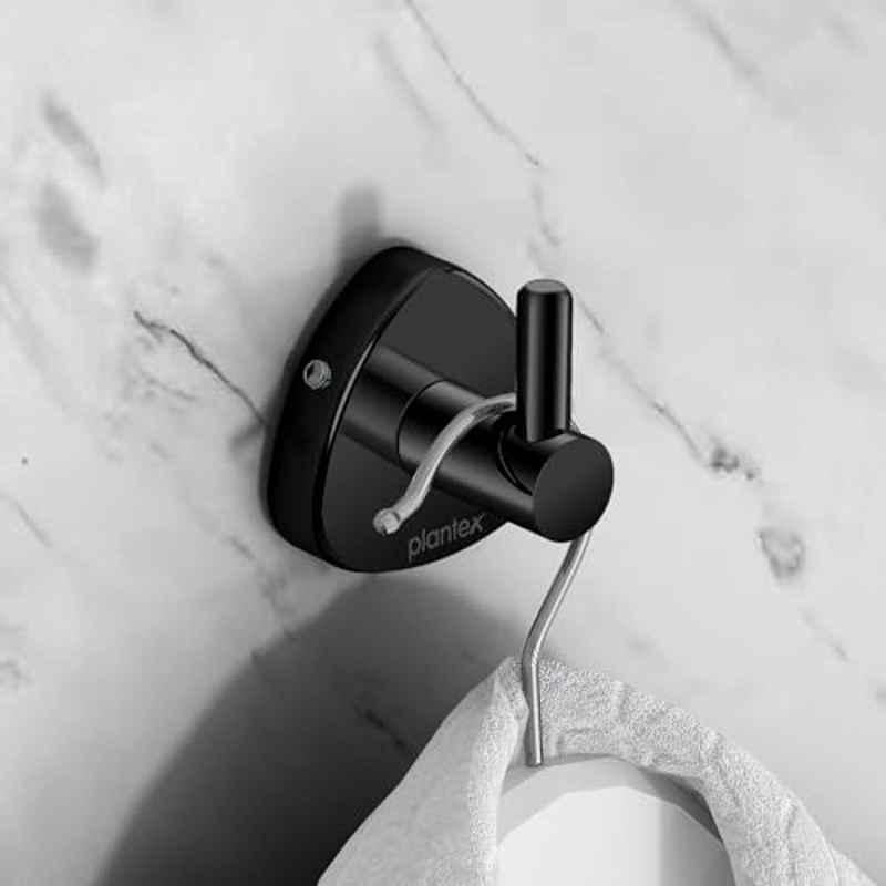 Plantex Stainless Steel Clothes Hanger for Wall/Hangers for Bathroom/Robe Hook/Bathroom Accessories PVD Black Finish Angel
