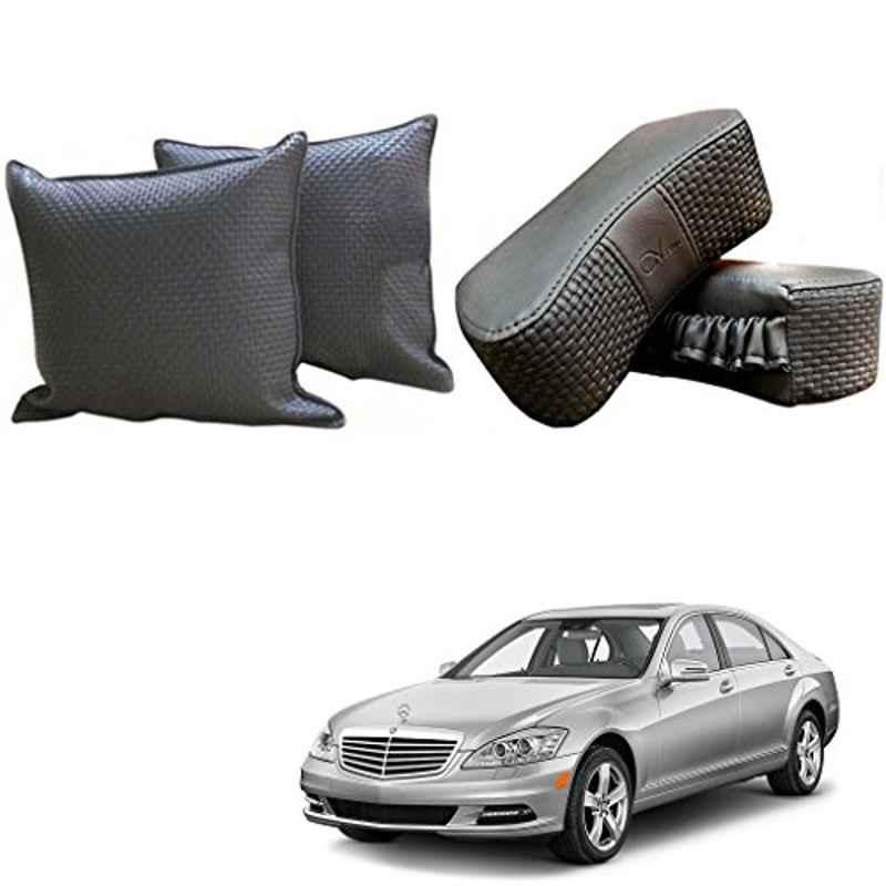 Kozdiko One Pair Grey Neck Rest & One Pair Cushion Combo for Mercedes Benz S-Class