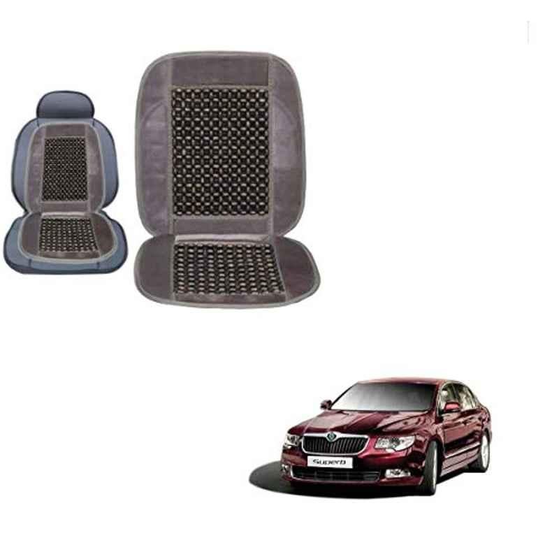 Kozdiko Wooden Bead Seat with Grey Velvet Border for Skoda Superb, KOZ-86995