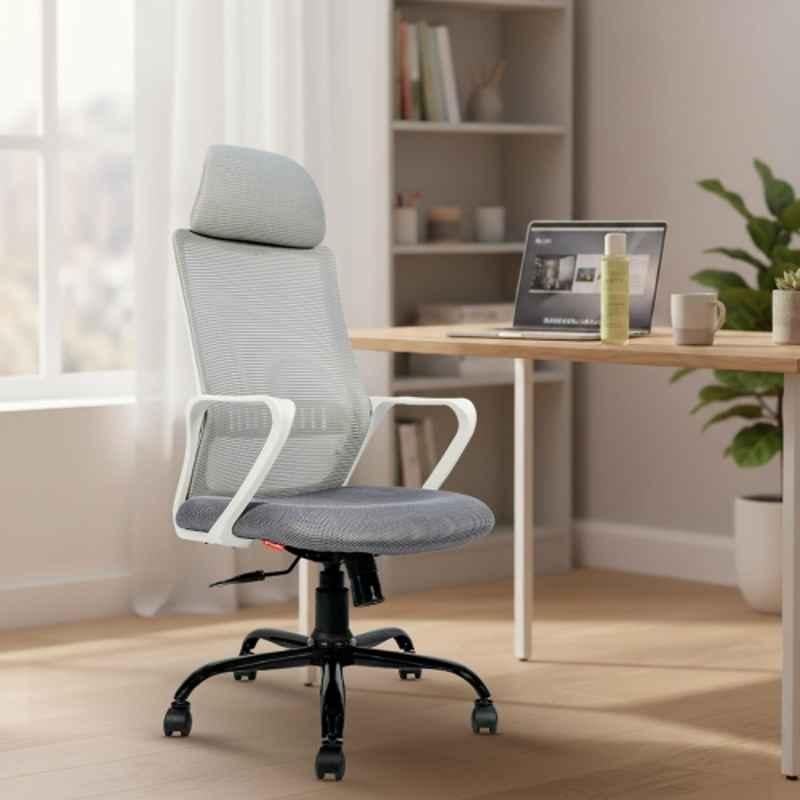 Cellbell Desire Pro Mesh High Back White Ergonomic Chair with Lumbar Support & Height Adjustable, CBHKFOC14481