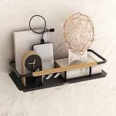 Plantex Self Adhesive Bathroom Shelf/Stainless Steel Bathroom Shelf Rack/Wall Shelf for Bathroom/Bathroom Organiser Without Drill/Bathroom Accessories Set- 12x5 inch Gold & Black