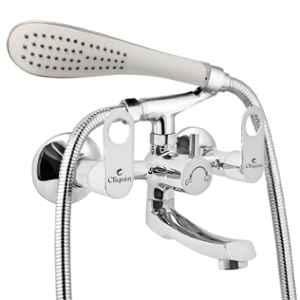 Cliquin Ornamax Vitara Brass Chrome Wall Mounted Wall Mixer with Telephonic Crutch Hand Shower & 1m Stainless Steel Shower Tube