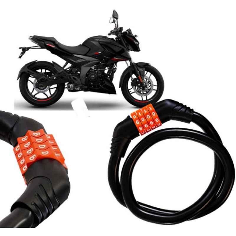 Auto Pearl Black & Orange 4 Digit Anti-Theft Combination Number Lock for Pulsar N160