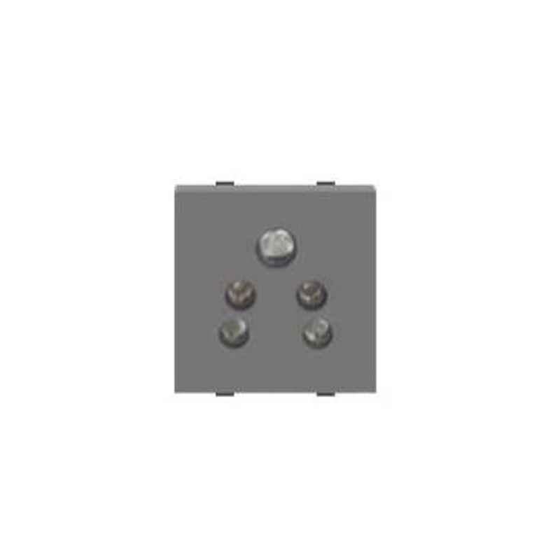 Polycab Levana 6A 2 Module Magnesium Grey 5-Pin Outlet Socket, SLV0200202