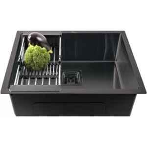 Fossa 20x17x9 inch Stainless Steel SS304 Matt Finish Black Single Bowl Kitchen Sink, FHS-02