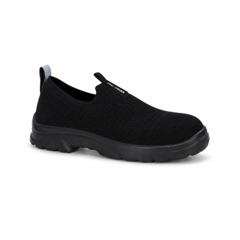 Eego Italy Shield Knitted Steel Toe Black Breathable Sports Safety Shoes, Size: 9