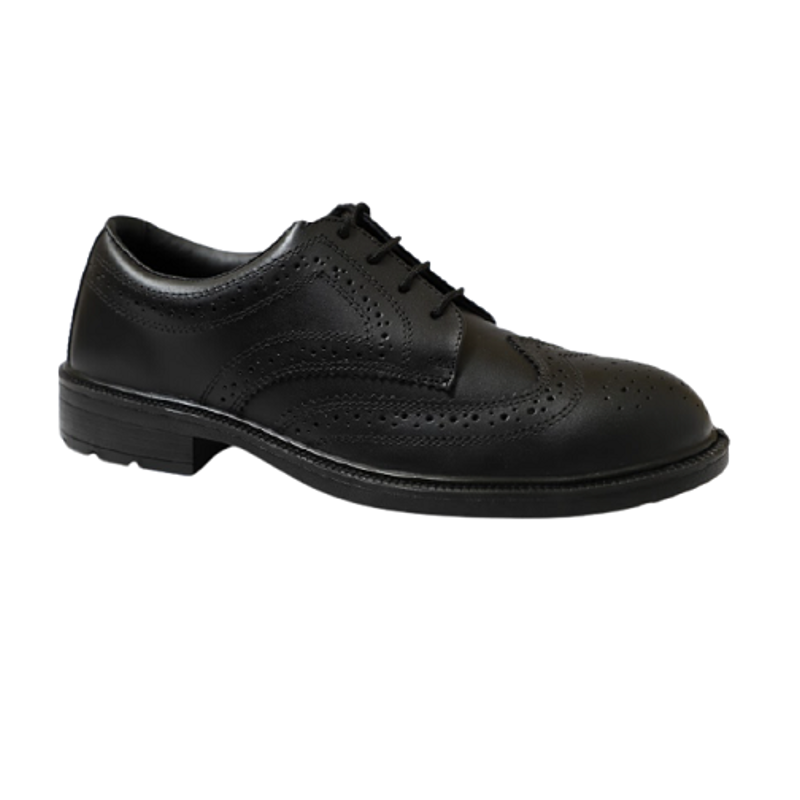 Blacksteel ES 02 Leather Steel Toe Black Work Safety Shoes, Size: 7