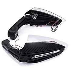 Meenu Arts Motorcycle Handguards with Led Light for 7/8 inch Grips - 300 * 140 * 110Mm (Black) Folding Type Universal for All Bikes Q-10