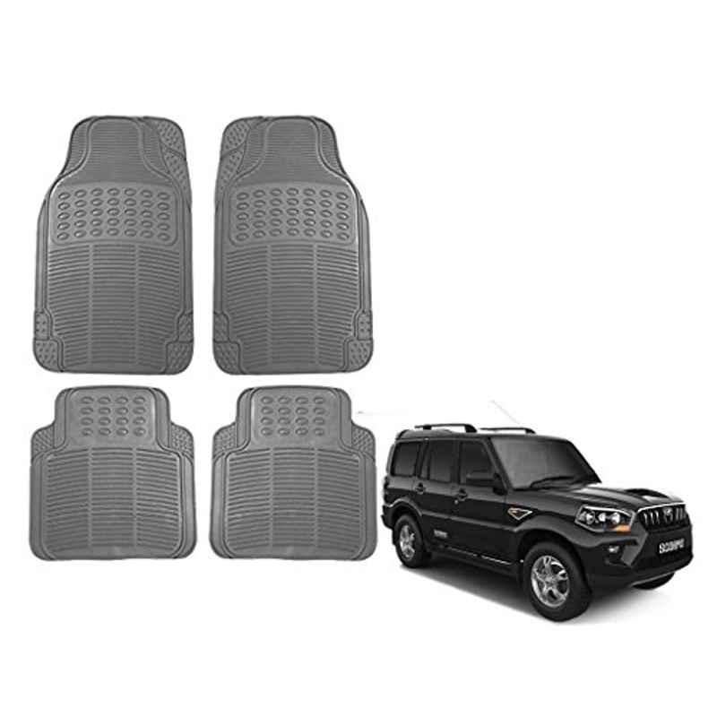 Kozdiko 4 Pcs Grey Rubber Car Mat Set for Mahindra Scorpio