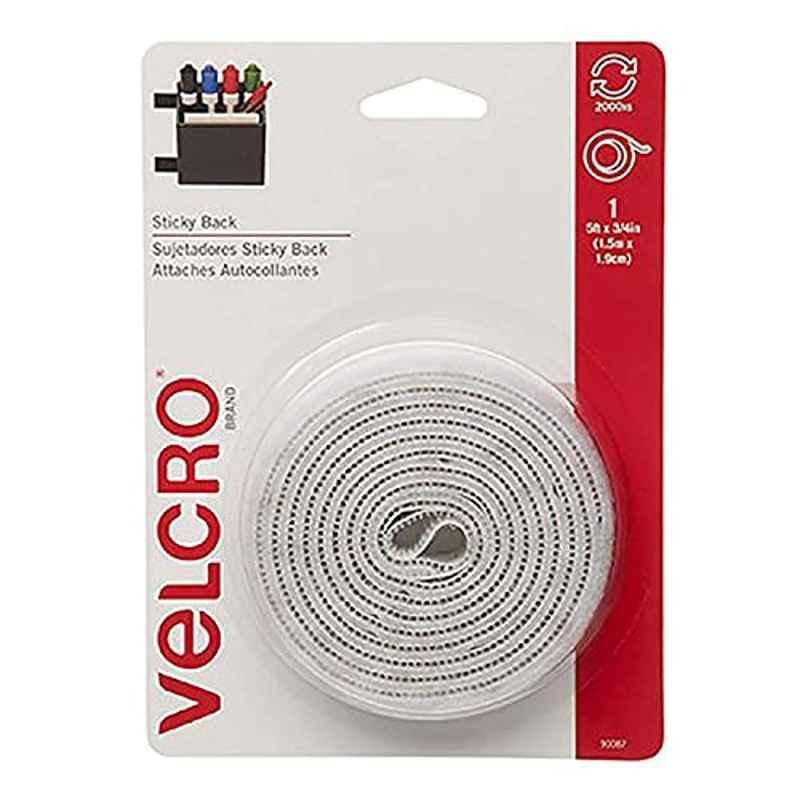 Velcro 90087 5 ftx3/4 inch White Sticky Back Tape