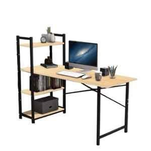 Kawachi Beige Computer Desk Writing Study Table with 4 Tier Bookshelves, KAW_KW25-BEIGE