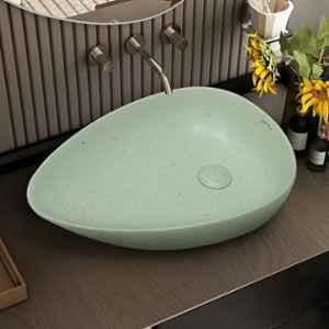 Plantex 22x15.5x5 inch Ceramic Tea Green Wash Basin for Bathroom, APS-12011-QP