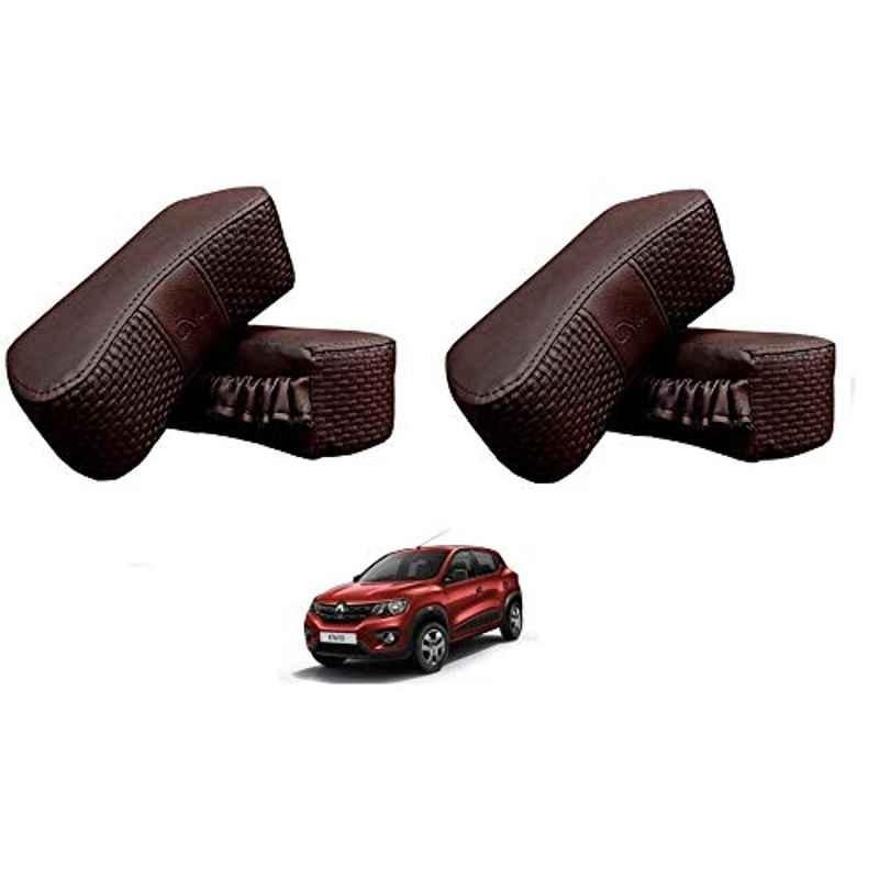 Kozdiko 4 Pcs CV Designer Cola Leatherite Neck Rest Car Cushion Pillow Set for Renault Kwid