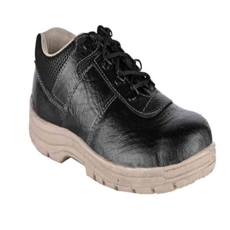 JK Steel JKPSF134BLK Leather Steel Toe Black Safety Shoe, Size: 9