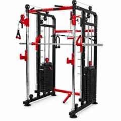 GYM24 Equipment Metal Black & Red Multi Functional Trainer Smith Machine with ISI Mark