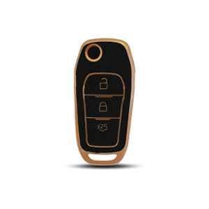Flymaster Thermoplastic Polyurethane Black TPU Car Key Cover, BLACK-TPURKE-26