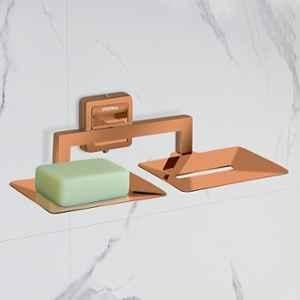 Plantex 304 Grade Stainless Steel Dual Soap Holder for Bathroom/Double Soap Dish/Stand/Soap Case/Bathroom Accessories Decan (Rose Gold)