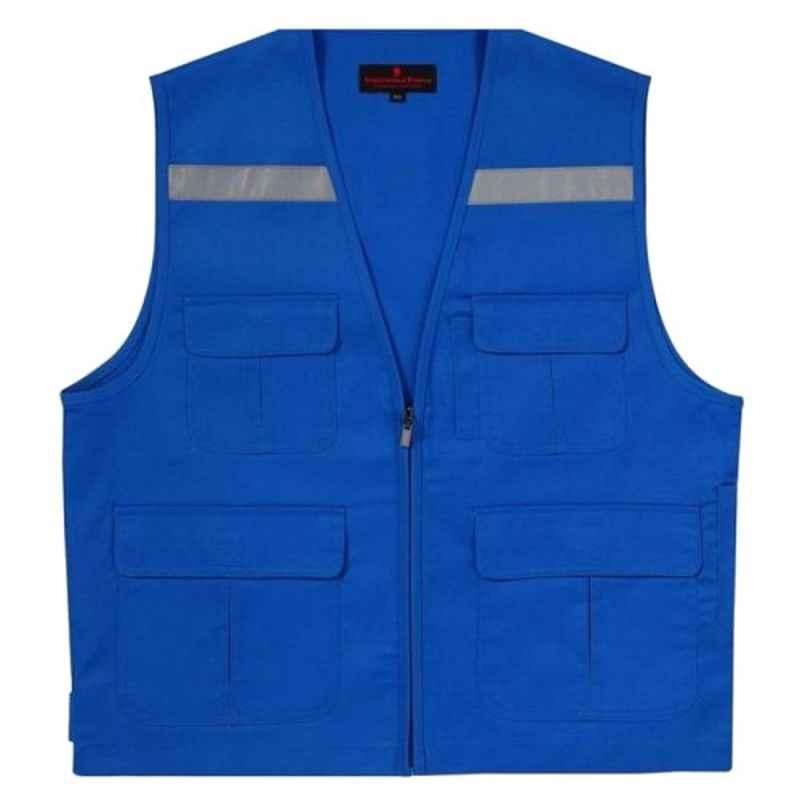 Superb Uniforms Cotton Royal Blue Industrial Safety Vest Jacket, SUWHVV/Ry/002, Size: L