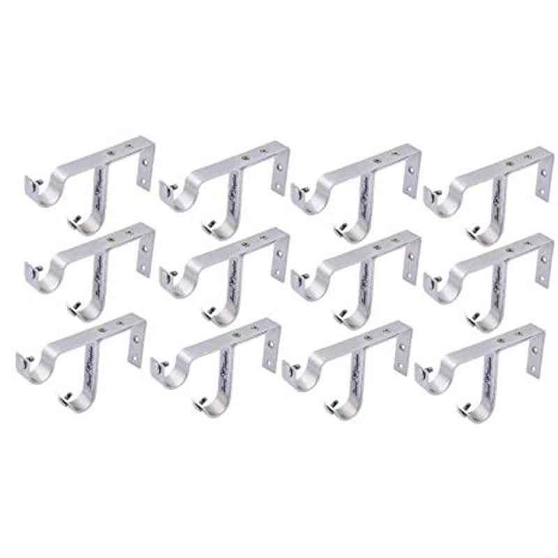 Smart Shophar 5 inch Stainless Steel Silver Riva Double Center Support Curtain Bracket, SHA40CB-RDSUP-SL-P12 (Pack of 12)
