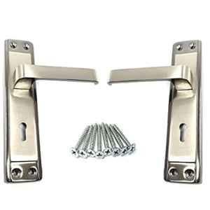 Ojass 2 Pcs 7 inch Alloy Steel Black Silver Mortise Door Handle Set, S07MBS