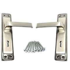 Ojass 2 Pcs 7 inch Alloy Steel Black Silver Mortise Door Handle Set, S07MBS