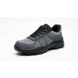 Frosino Flyknit Fabric & Mesh Steel Toe Grey Safety Shoes for Men, Size: 8