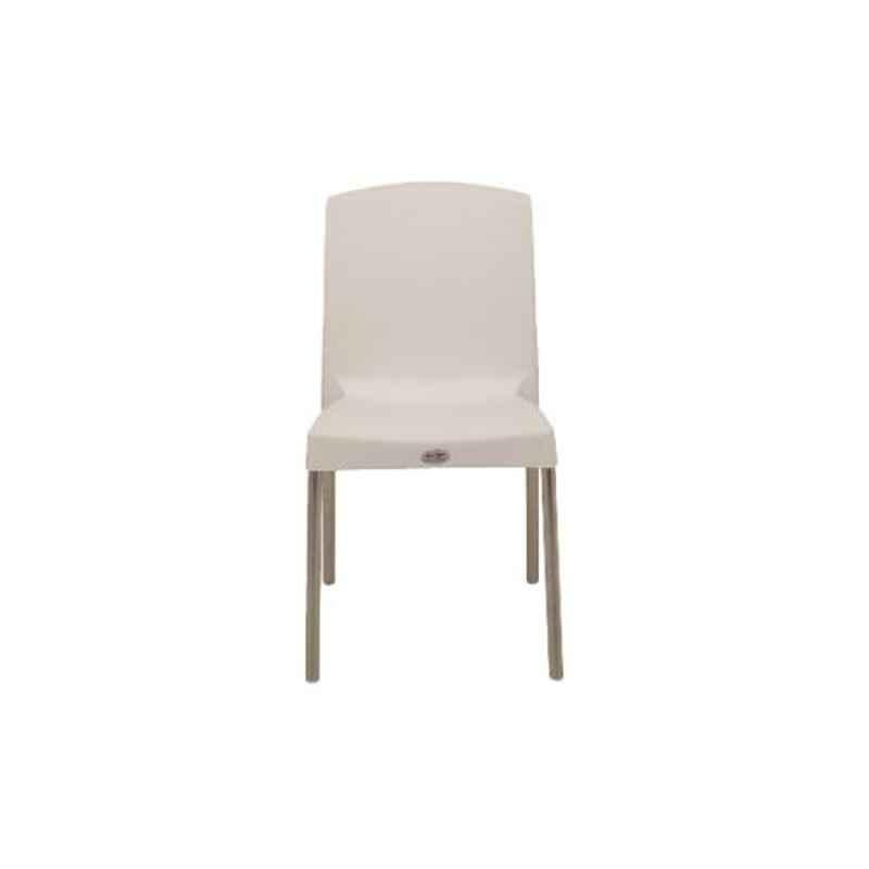 Supreme Hybrid Premium Plastic White Chair without Arm (Pack of 4)
