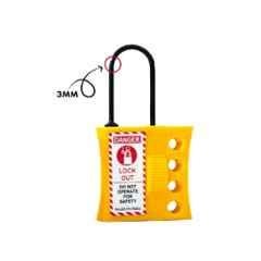 Lukko Safety 3mm 4 Holes ABS & Nylon Yellow Slider Type De-Electric Safety Lockout Hasp, LS-H67