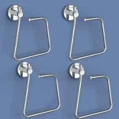 Plantex Stainless Steel Towel Ring for Bathroom/Napkin-Towel Hanger/Wash Basin/Bathroom Accessories Chrome-Rectangle (Pack of 4)