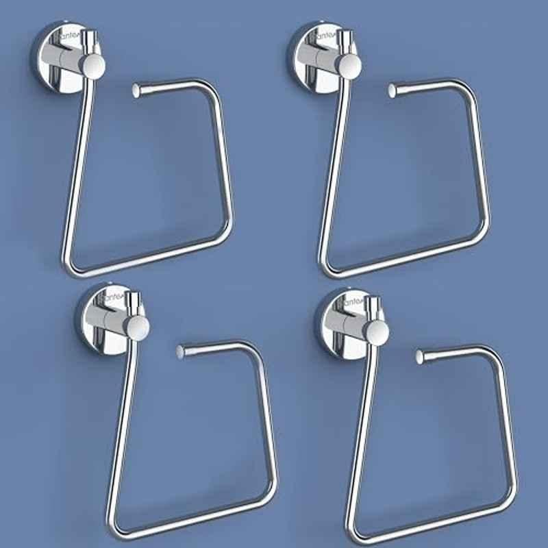 Plantex Stainless Steel Towel Ring for Bathroom/Napkin-Towel Hanger/Wash Basin/Bathroom Accessories Chrome-Rectangle (Pack of 4)