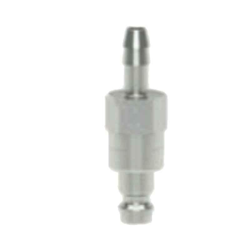 Ludecke ESMN4SAB 4mm Double Shut Off Mini Quick Plated Plug with Hose Barb Connect Coupling