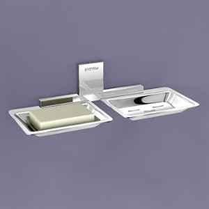 Plantex 304 Grade Stainless Steel Rectangular Double Soap Holder for Bathroom/Soap Dish/Bathroom Soap Stand/Bathroom Accessories Crystal (Chrome)