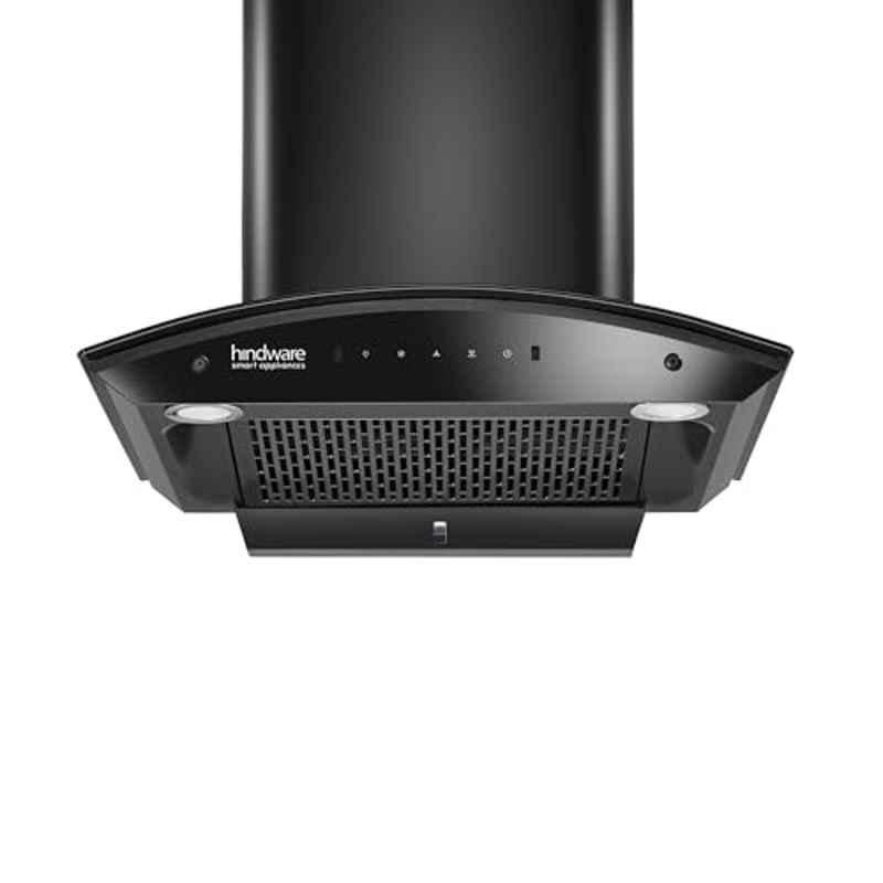 Hindware Nadia 60 60cm 1350 m3/hr Filterless Auto-Clean Curved Glass Wall Mounted Kitchen Chimney with Motion Sensor, Touch Control & 2 Years Warranty