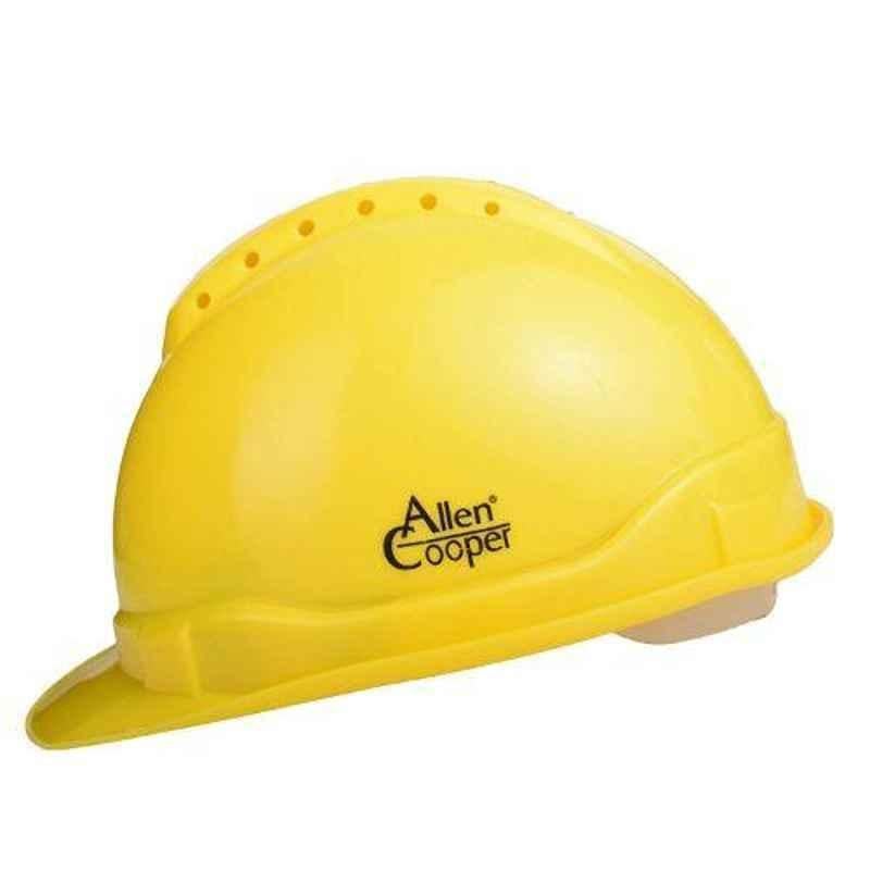Allen Cooper 600mm HDPE Yellow Nape Type Safety Helmet with Chin Strap, SH-701
