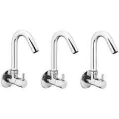 Senkiddpro Turbo Brass Chrome Finish Wall Mounted 360 Degree Moving Sink Tap (Pack of 3)