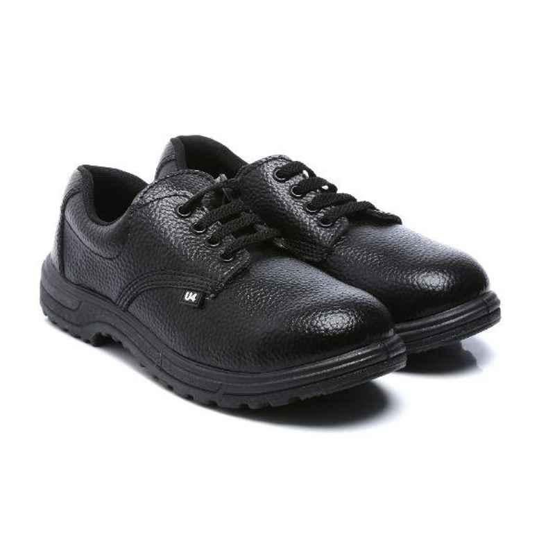 Unistar Leather Steel Toe PVC Sole Black Work Safety Shoes, PVS_02 _Black, Size: 9