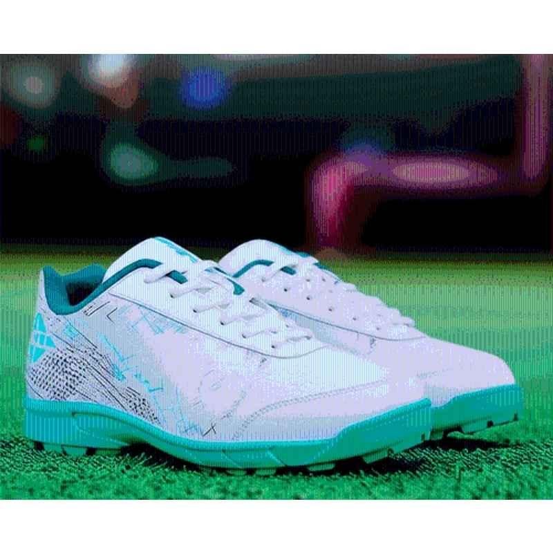 Nivia Bounce White & Green Cricket Shoes for Men, Size: 4