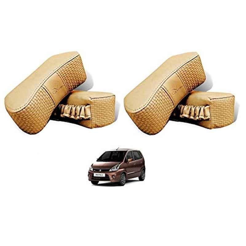 Kozdiko 4 Pcs CV Designer Beige Leatherite Neck Rest Car Cushion Pillow Set for Maruti Suzuki Zen Estilo