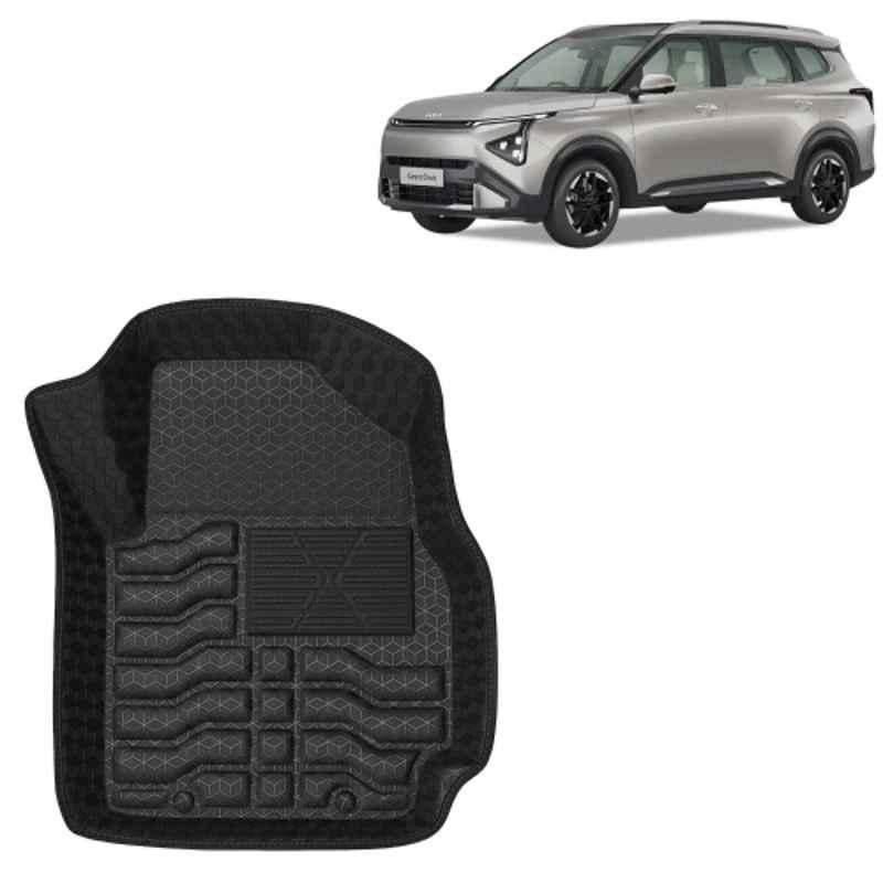 Kingsway 4 Pcs Premium 4.5D 100% Waterproof Tray Shape PVC Black Car Floor Mat Set for Kia Carens Clavis EV 7 Seater 2025 Onwards All Model